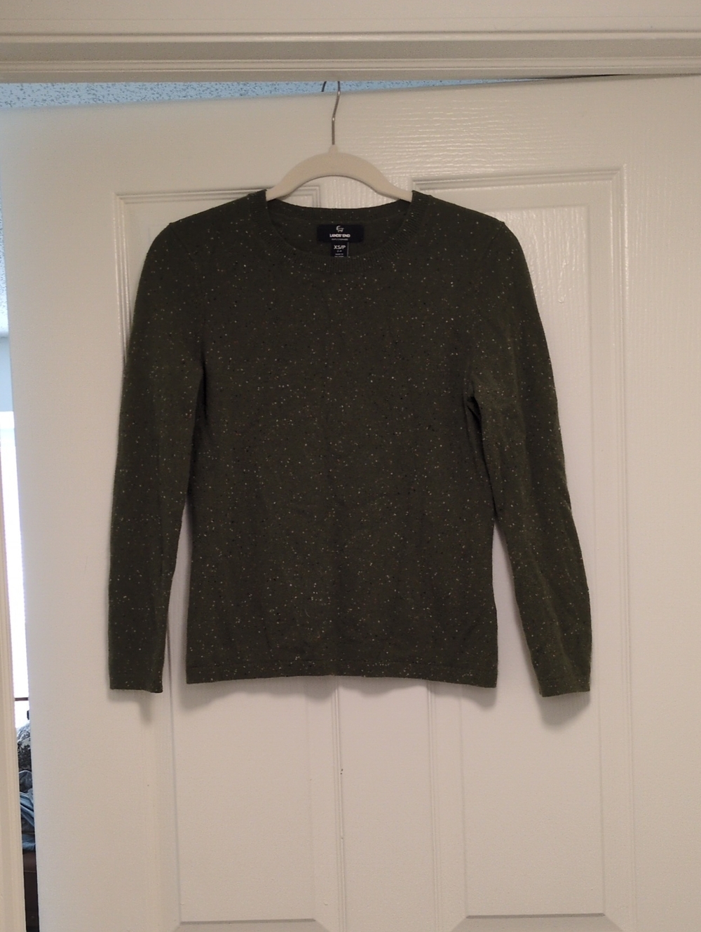 Lands' End Olive Flecked Crewneck Sweater
